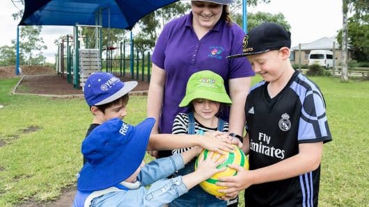 children and soccer ball