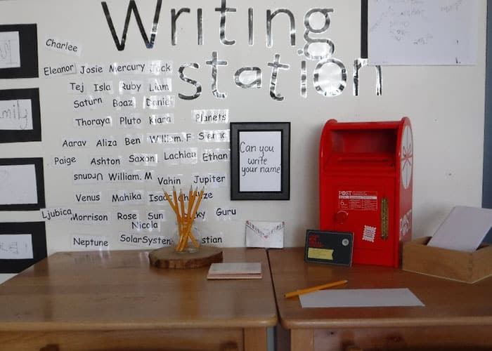 The writing station at Guardian Early Learning Centre - Bruce