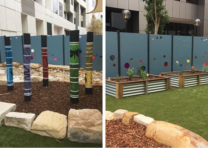 Storypoles and bush tucker garden at Guardian Allara Street