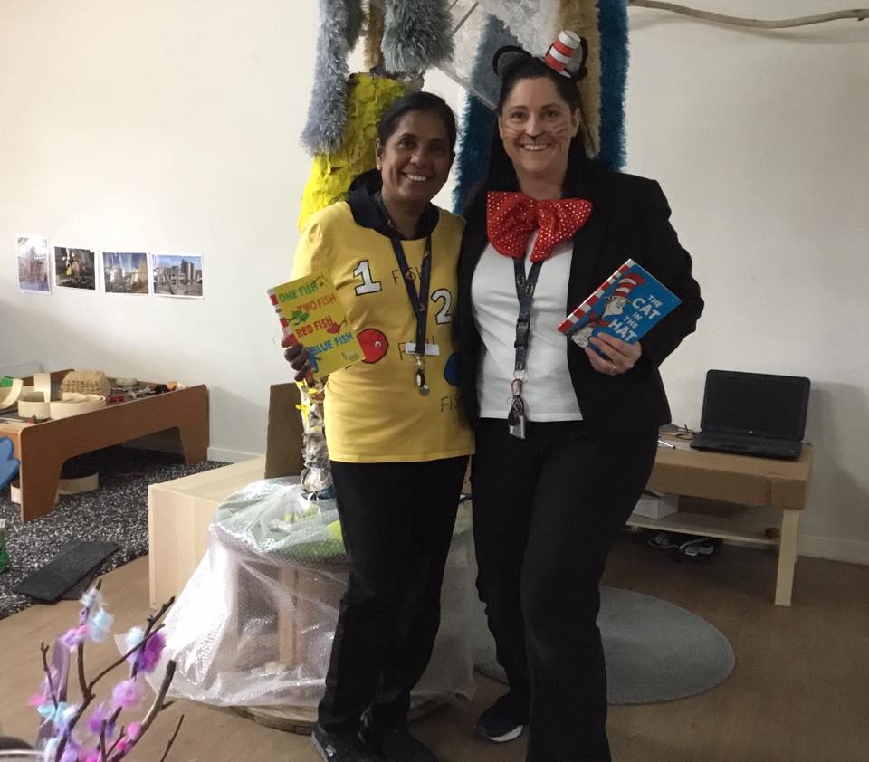 educators dress up as dr suess characters for book week