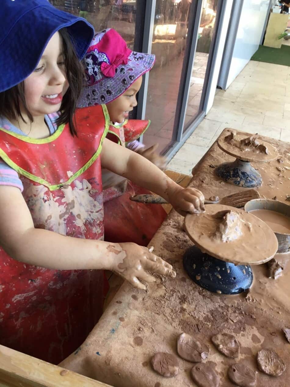 children making cities out of clay at Guardian Gungahlin