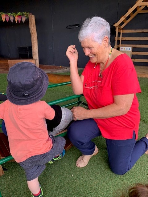 Nanna Rita and child playing at Springfield