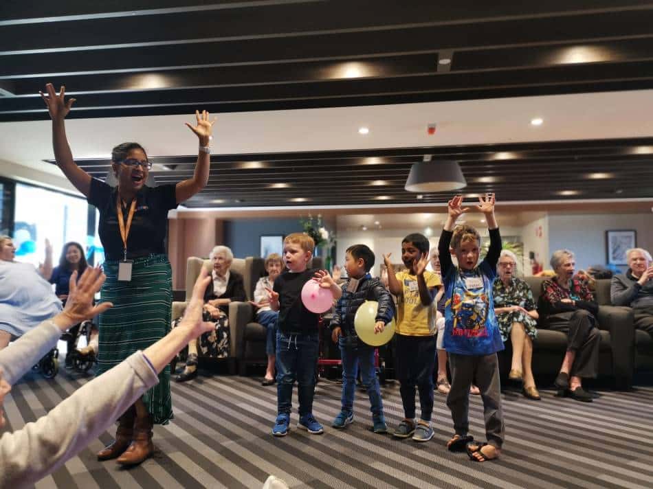 children dancing at intergenerational playgroup
