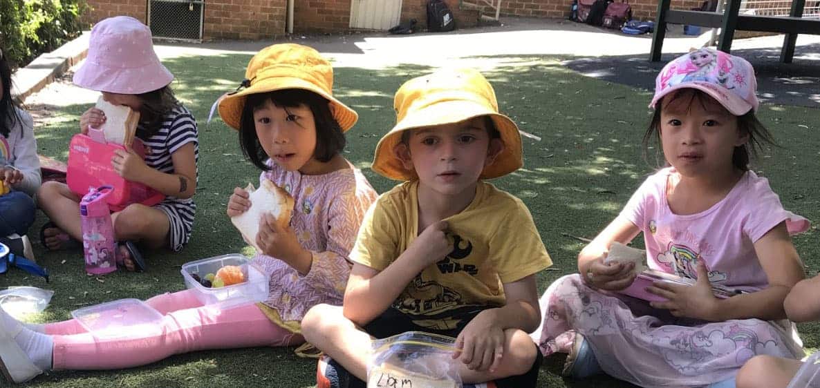 children eating packed lunch on transition to school program