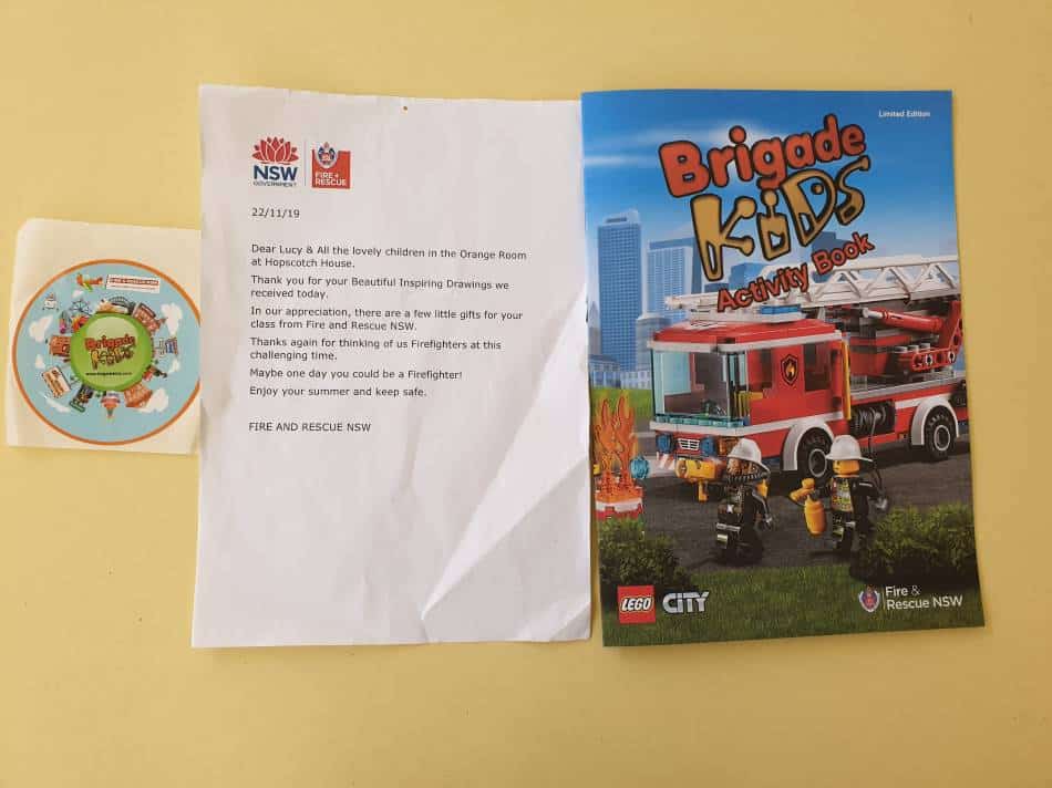 letter from Fire and Rescue with sticker and workbook