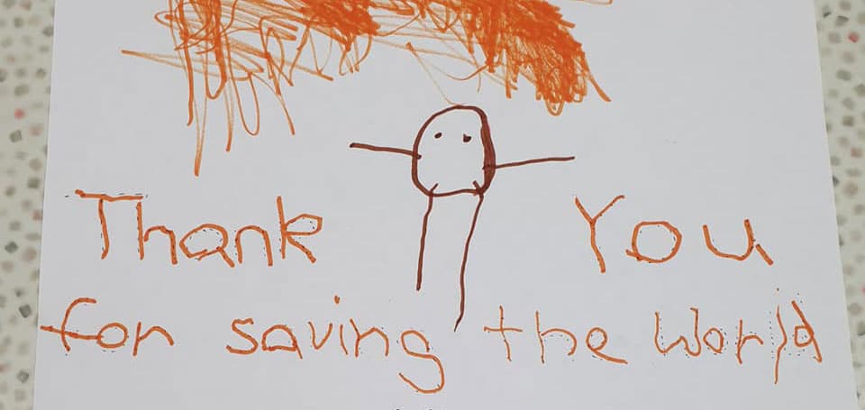 drawing by child to firefighters