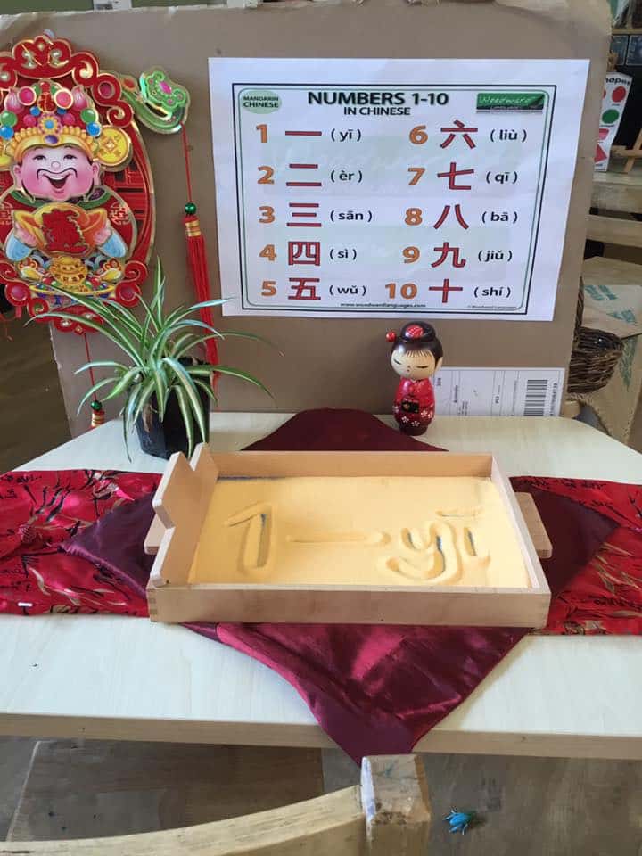 Chinese numbers provocation set up at childcare centre