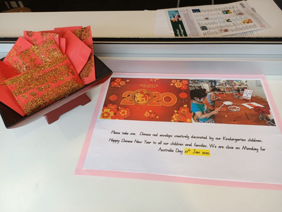 envelopes decorated during Chinese New Year celebration @ Guardian Underwood