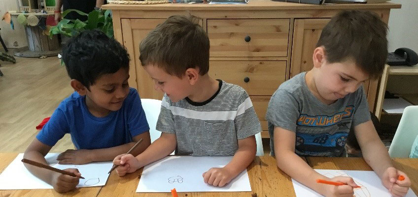 children writing letters for local fire brigade