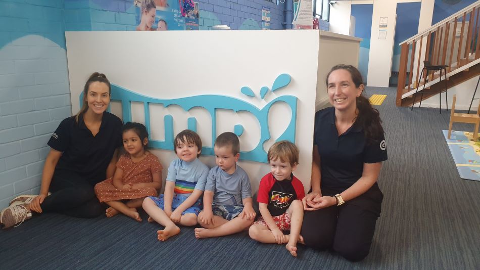 children and Educators at first swimming lesson of term