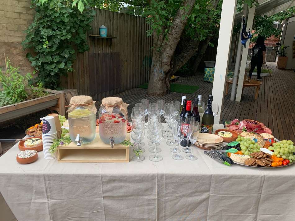 antipasto spread and refreshments at meet and greet