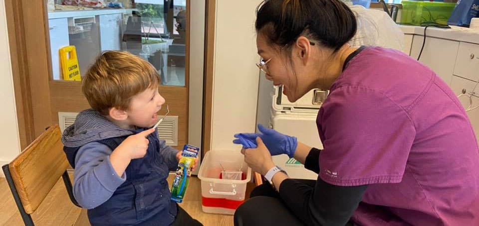 mobile dentist doing bi-yearly dental check-ups on children