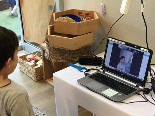 Children catching up via Skype
