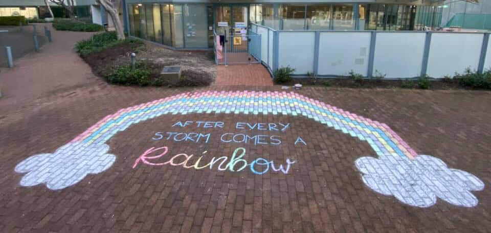 rainbow mural created by Educators at Guardian Pymble