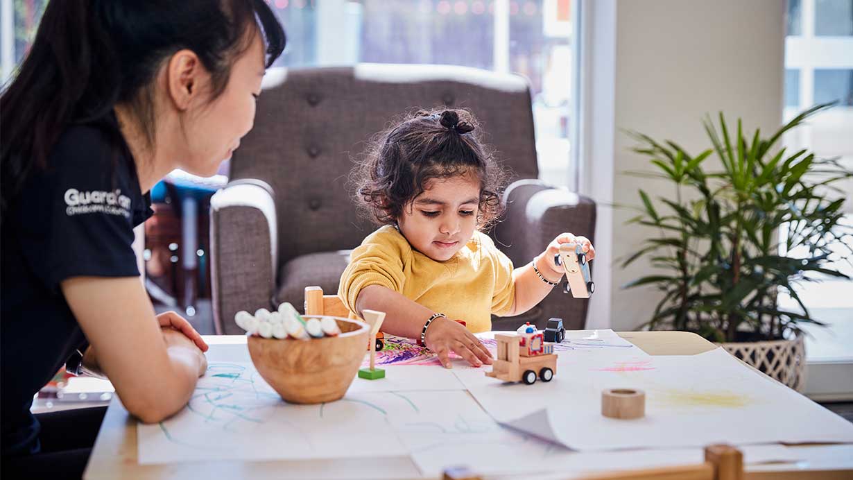 Child with educator at Guardian Parramatta