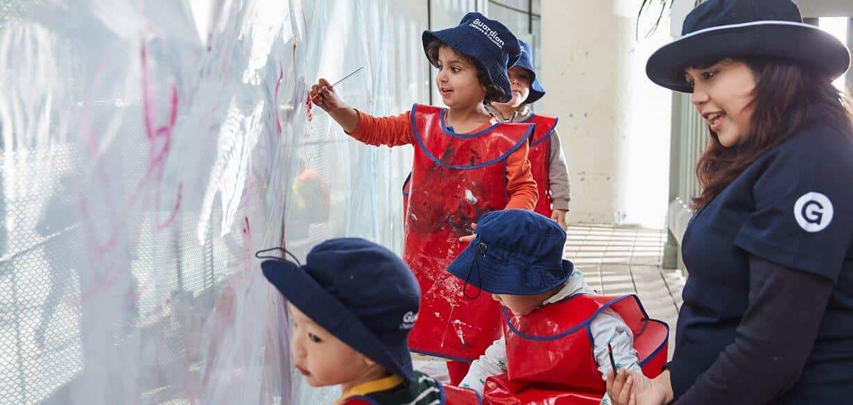 Children from Guardian Bligh St painting