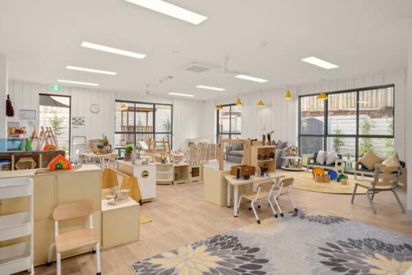 Bright and spacious learning environment at Guardian Childcare Box Hill North featuring diverse play areas and natural light, designed to inspire curiosity and exploration in early childhood education.